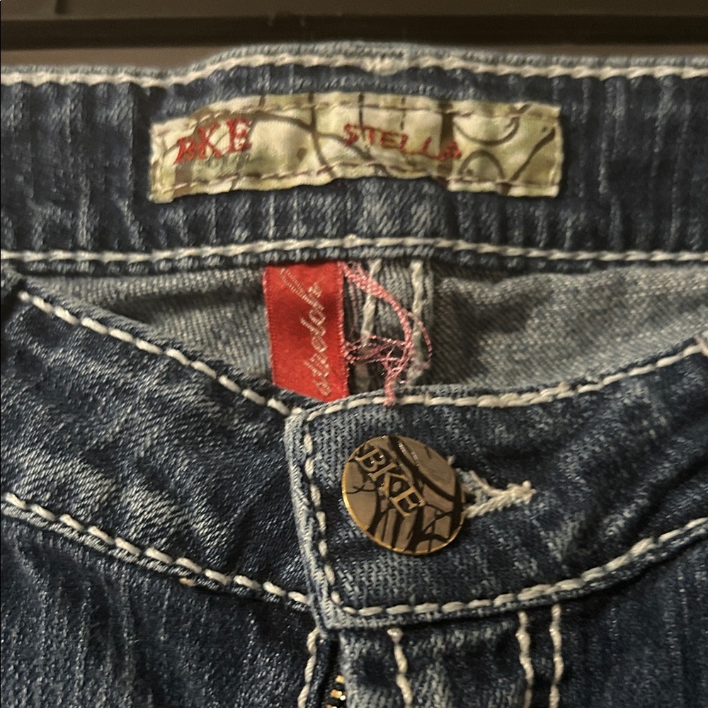 BKE Women's Dark Blue Denim Jeans with Contrast Stitching
